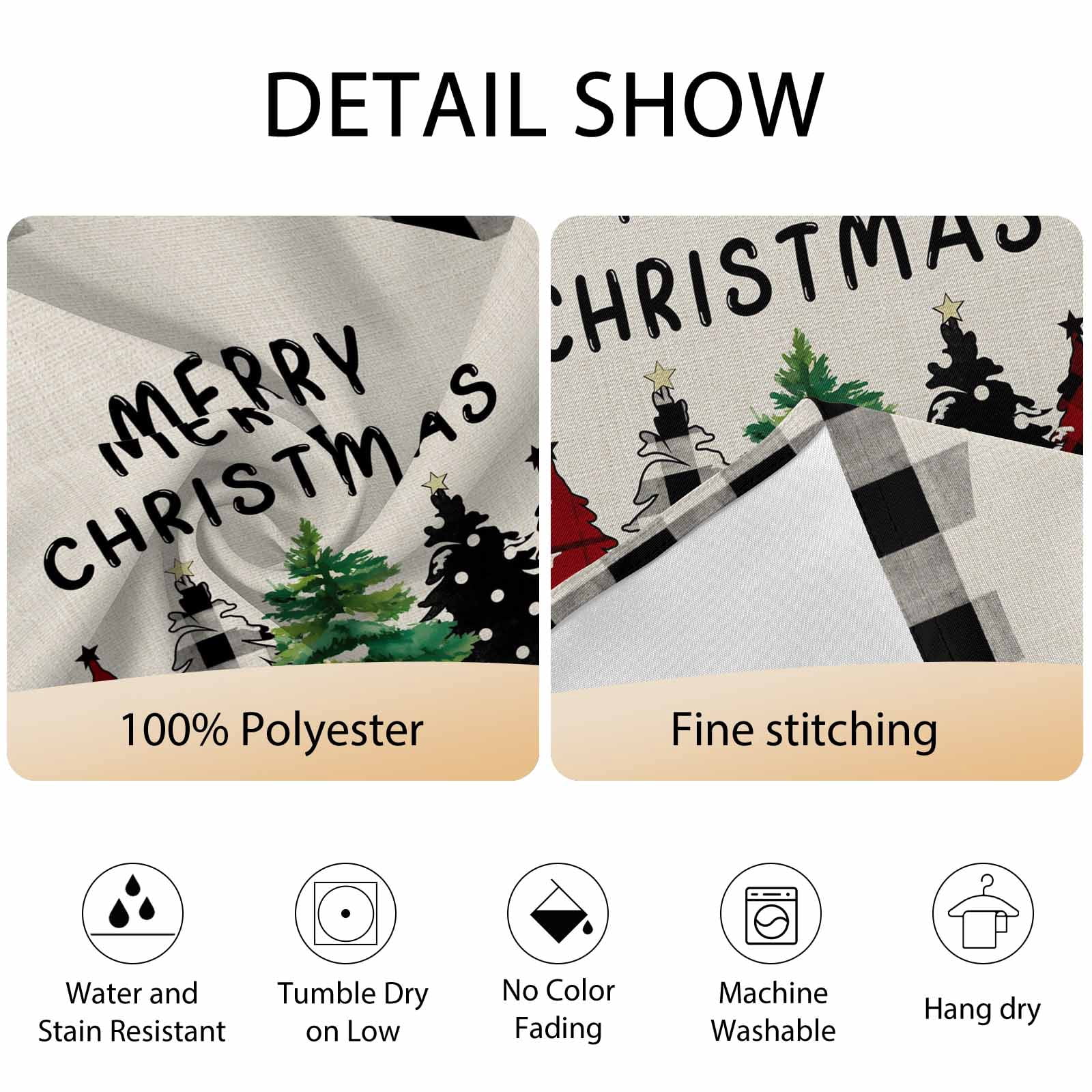 Round Tablecloth Merry Christmas Waterproof Oil Proof Polyester Table Cloth Cover Decor for Home Dining Outdoor,Patio,Parties, 60" Dia. Farmhouse Plaid Christmas Tree