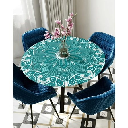 

Tablecloth Round Fitted Mandala Pattern Elastic Edged Table Cover Protector Cloth Waterproof Polyester Rectangle Table Cover 40 -44