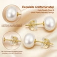 thumbnail image 6 of KIMIUP 14K Gold Plating Freshwater Pearl Stud Earrings, Classic Round Pearl Ear Studs for Women, 6 of 11