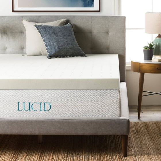 Lucid 4" Premium Ventilated Memory Foam Mattress Topper ... Lucid 4" Premium Ventilated Memory Foam Mattress Topper ...