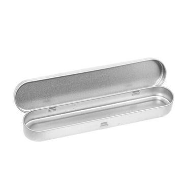 OOKWE Metal Hinged Tin Stationery Box Small Pencil for Case Rectangular Empty Hinged Tins Box Containers Storage Home Organize