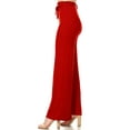 thumbnail image 2 of Women's Solid Casual Stretch Knit Elastic Waist tie Belt Wide Leg Pants, 2 of 5
