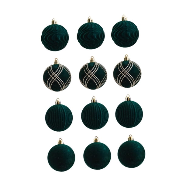 12 adornos de bolas navideñas para el árbol de Navidad, bodas y decoración del hogar. Verde