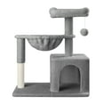 thumbnail image 2 of Amolife 29.5" Cat Tree Tower with Plush Condo Hammock, Large Perch Sisal Scratching Posts, Cat Furniture for Indoor Cats and Kittens, Grey, 2 of 9