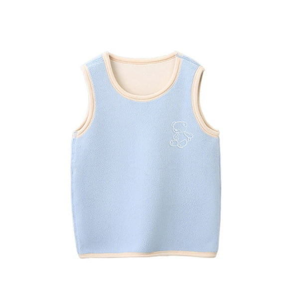 Cami Tank Warm Thick Fuzzy Plain Vest for Children Boy Girl Winter Fall Sleeveless Crewneck Fleece Lined Sherpa Velour Tops Vest Kid 2025 Clothes