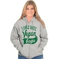 thumbnail image 3 of Date Vegan Boy Vegetarian Healthy Zip Hoodie Sweatshirt Women Brisco Brands X, 3 of 5