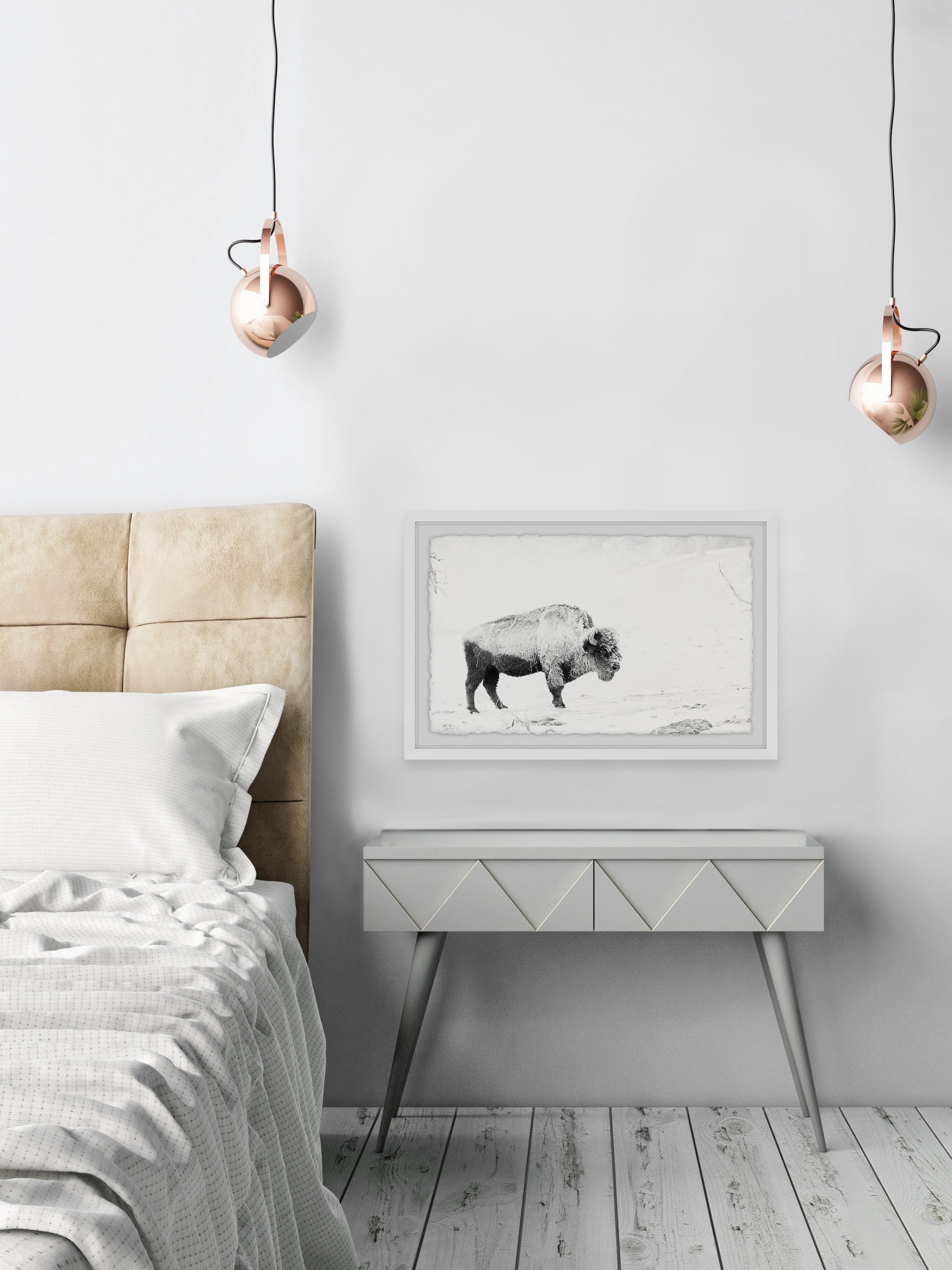 Marmont Hill Grazing Bison Framed Wall Art, 24" x 36"