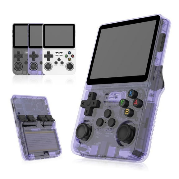 R36S Open Source Handheld Game Console, GBA Dual Joystick, Purple, 128GB