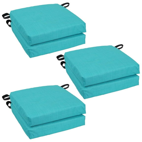 Blazing Needles 16-inch Spun Polyester Solid Outdoor Square Chair Cushions (Set of 6)