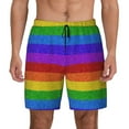 thumbnail image 2 of Picia Colorful Glitter Rainbow pattern Mens Swim Trunks with Compression Liner Stretch Beach Shorts Quick Dry with Zipper Pockets No-Chafing Board Shorts-Medium, 2 of 9