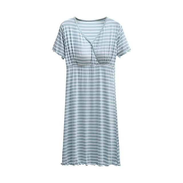 Tranfacy Robe de Maternité à Manches Courtes pour Femmes, Robe de Maternité Grande Taille, Robe de Maternité d'Allaitement à Imprimé à Manches Courtes, Col en V, Boutonnée, Robe d'Allaitement pour Femmes