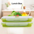 thumbnail image 2 of 800ml Silicone Collapsible Portable Lunch Box, Foldable Food Storage Container, Green, 2 of 4