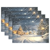 Ryvnso Placemats Set of 4 Christmas Vintage Winter View Dining Mats Heat-Resistant Non-Slip Washable Table Mat