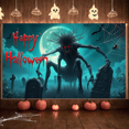 thumbnail image 4 of Creepy Cartoon Design Halloween Banner Spooky Graveyard Scene Decorative Elements for Halloween Party Scary Event Haunted House, 4 of 9
