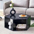 thumbnail image 4 of Faux Marble Coffee Table with Storage, Geometric Living Room Table, 4 of 9