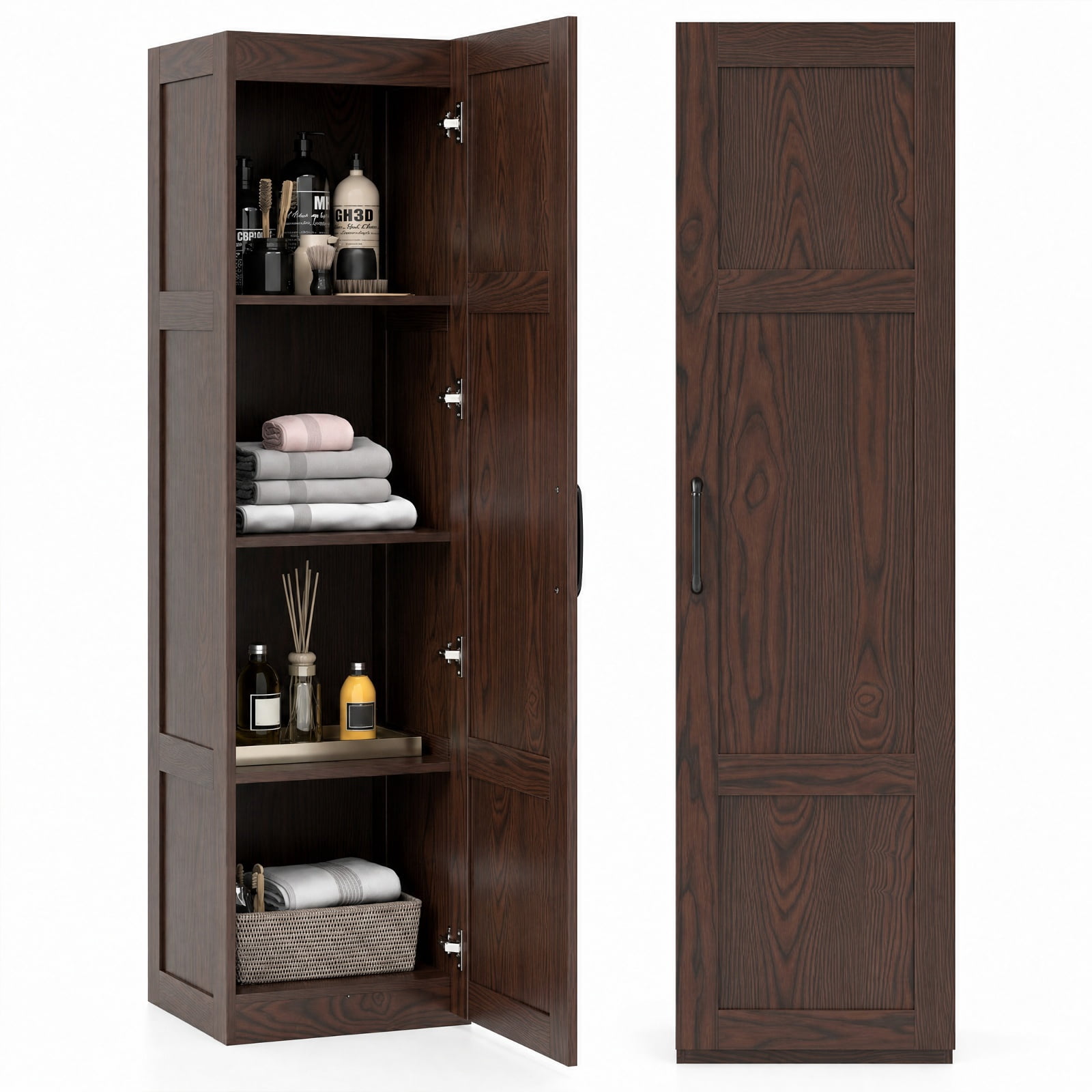 Vebreda Freestanding Bathroom Storage Cabinet, Tall Storage Cabinet with 4 Storage Shelves for Bathroom Living Room, Maximizes Small Spaces