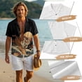 thumbnail image 6 of FOR U DESIGNS Tiger Flower Wave Moon Print Couple Outfits Linen-Like Button Down Shirt or Sleeveless Dress with Pockets for Parties Wedding Date, 6 of 7