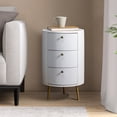 thumbnail image 1 of 14 Karat Home Drum 3 - Drawer End Table with Metal Legs for Living Room Bedroom, White, 1 of 10