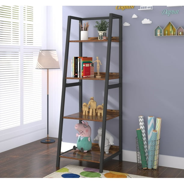 4 Layers Ladder Bookshelf Vintage Bookshelf Storage Rack Shelf For Office Bathroom Living Room Walmart Com Walmart Com