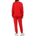 thumbnail image 4 of Wutalume Women's 2-Piece Casual Fleece Lined Set, Solid Color Hoodie and Sweatpants with Pockets, Warm Winter Loungewear,Red M, 4 of 6
