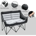 thumbnail image 4 of Double Camping Chair for Adults, 2 Person Loveseat Chair with Cup & Wine Glass Holder, Portable Padded Double Folding Chairs for Outdoor Camp Lawn Picnic Sports, Support 600LBS (Black+Grey), 4 of 14