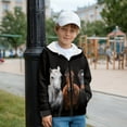 thumbnail image 2 of Uorisanigo Zip Up Hoodie Sweatshirt Western Horse Kids Long Sleeve Hoodies Fluffy Jacket Leisure Hooded Coat Hooded Jacket with Pockets Casual Fall Winter Clothes, 2 of 8