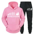 thumbnail image 3 of Sudadera con capucha de moda para hombre y mujer, con estampado de baterista Evolution, divertida y a la moda, con manga larga y pantalones deportivos para otoño, 3 of 5