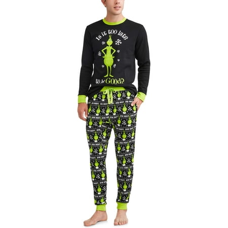 Grinch Holiday Family Pjs Long Sleeve Tee & Jogger Pants, 2-piece Pajama Set (Men's)