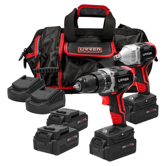 Kit Rotomartillo Inalambrico + Pistola BaterÃa 18v 3 Piezas Urrea JPI05