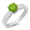 thumbnail image 3 of 1.06 ct Round Cut Natural Peridot Solitaire with Simulated Diamond Accents 14K White Gold Womens Engagement Ring, 3 of 5