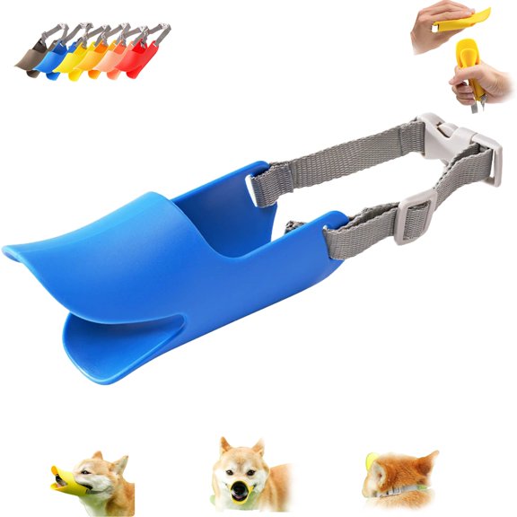 Duck Bill Dog Muzzle for Dogs, Soft Silicone Breathable Open Mouth Waterproof Muzzle for Small Medium Dogs Walking & Grooming