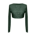 thumbnail image 2 of Womens Blouses Women'S Sequin Top Glitter Party Club Jumper Long Sleeve Crew Neck Crop Top Skinny Top Sparkly Crop Tee Long Sleeve Shirts for Women, 2 of 5