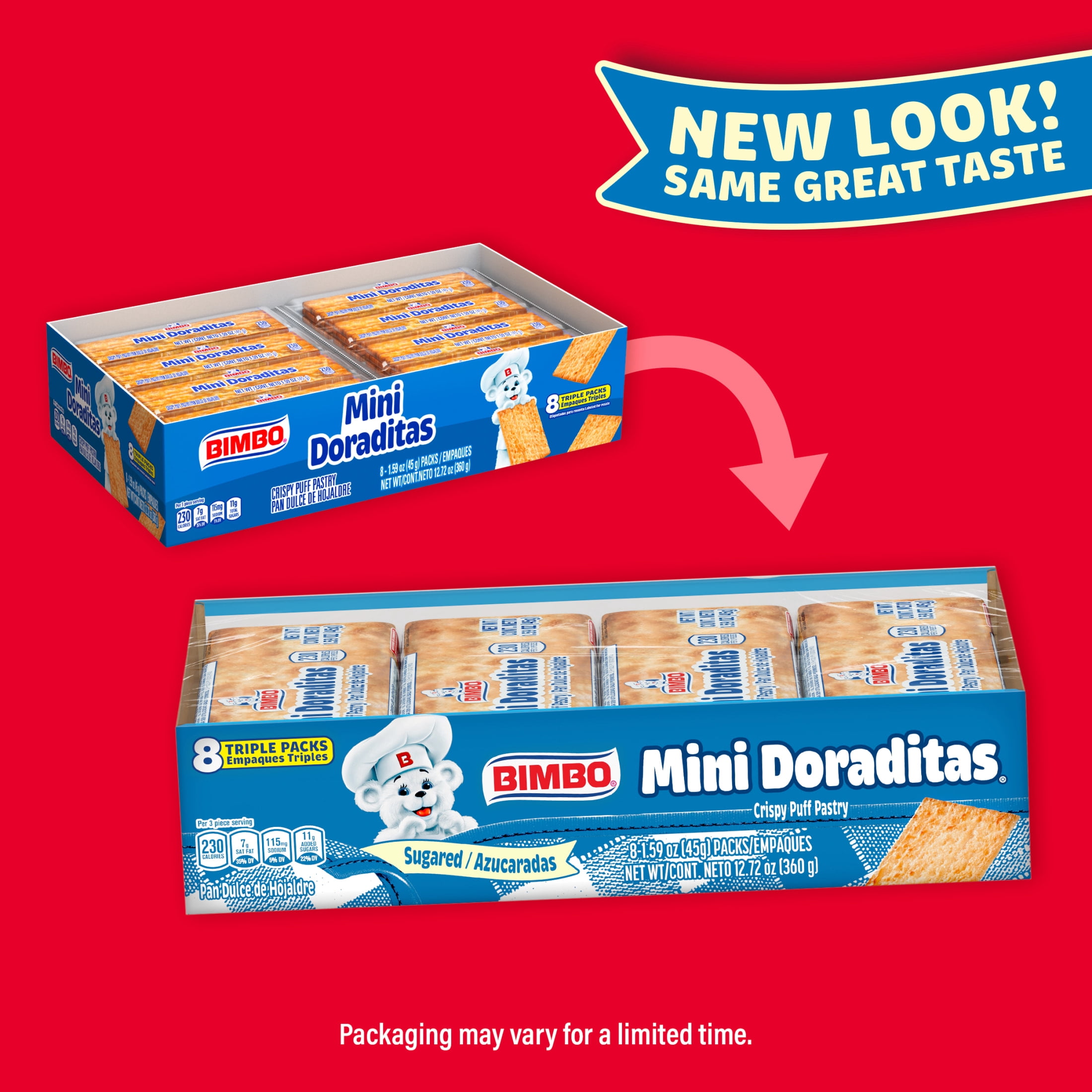 Bimbo Mini Doraditas Sugar Crispy Puff Pastry, 8 triple packs,  12.72 oz