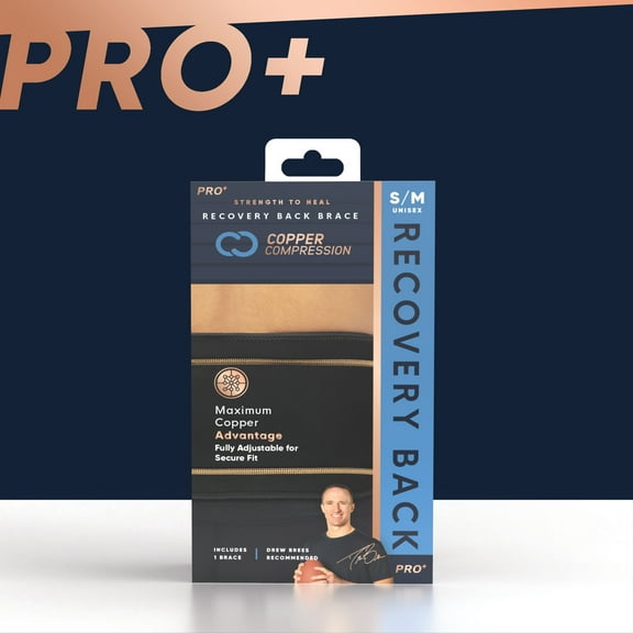 Copper Compression PRO  Back Brace S-M: Lumbar Support and Lower Back Pain (Unisex, Black, 1 brace)