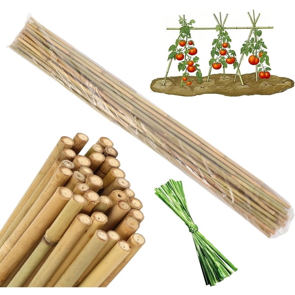 Bexikou 20Pcs Natural Bamboo Garden Stakes,17.7 inch Plant Support Stakes for Indoor & Outdoor Plants,Bamboo Sticks Plant Stakes for Orchid Tomato Vegetable