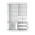 thumbnail image 3 of Freestanding Buffet with Hutch Tall Kitchen Pantry Cabinet with Drawers Glass Doors Pull Out Trays for Dining Room Living Room Storage Organizer White Shaker Style, 3 of 9