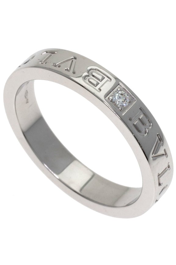 Pre-Owned BVLGARI Essential Band 1P Diamond Ring - 18K White Gold Women's
