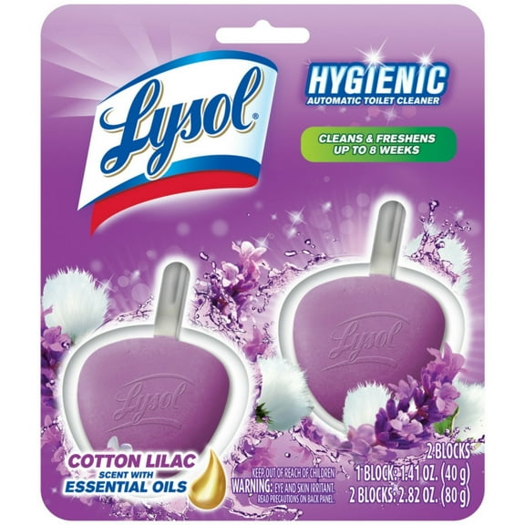 Lysol Hygienic Automatic Toilet Bowl Cleaner, Cotton Lilac, 2ct (Pack of 2)