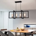 thumbnail image 5 of Garwarm Modern Kitchen Island Light 4-Light Rectangular Chandelier Industrial Hanging Pendant Light Fixture Matte Black with Antique Brass Finish, 5 of 16