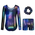 thumbnail image 2 of 3 Pcs Set Girls Long Sleeve Leotard Criss Cross Dance Dress Ballet Outfits for Gymnastics, 2 of 7