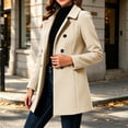 thumbnail image 4 of Edvintorg Womens Trench Coat Turndown Collar Loose Casual Long Jacket Solid Color Long Sleeve Outerwear with Pocket Womens Clothing Beige S-2XL, 4 of 6