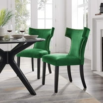 Modway Curve Performance Velvet Dining Chairs - Set of 2 in Emerald
