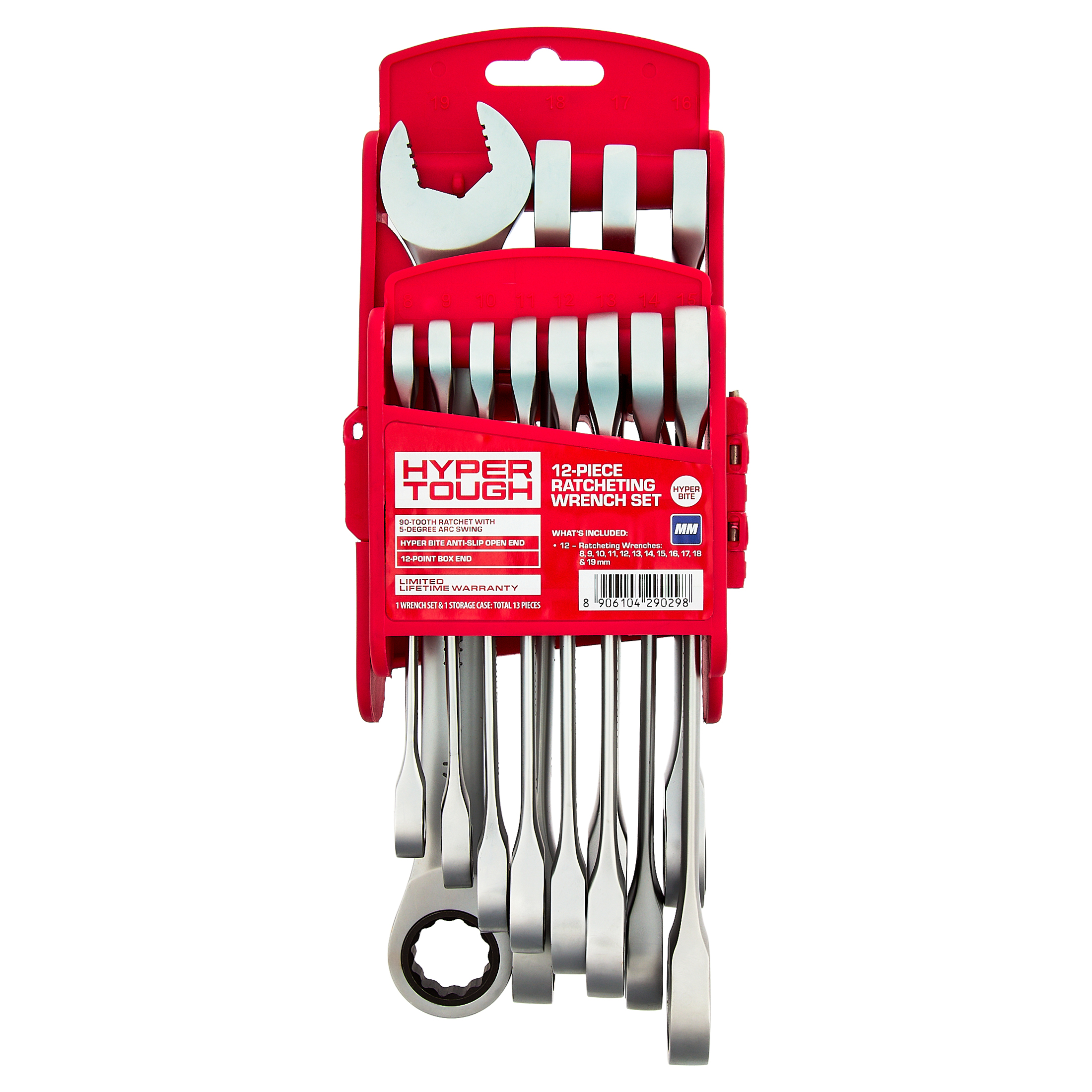 Juego de llaves de trinquete Hyper Tough, métricas, 12 piezas 3