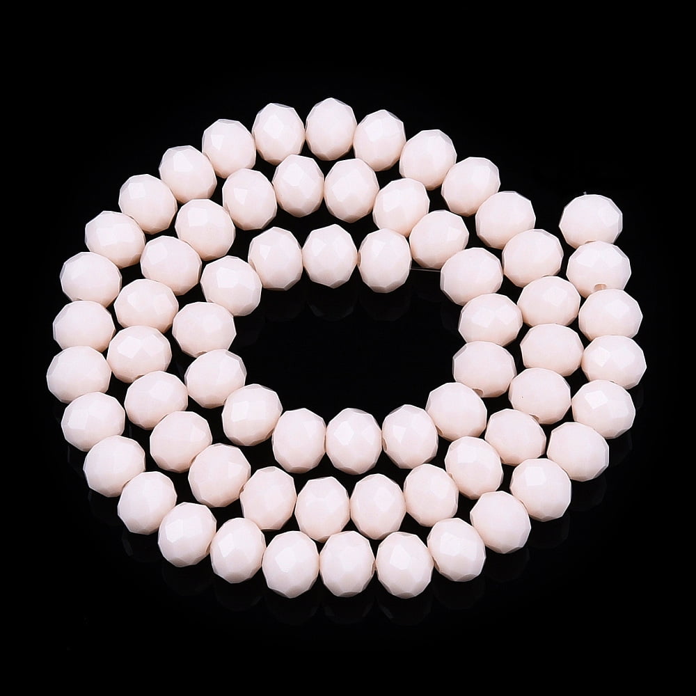 10Strand Opaque Solid Color Glass Beads Strands Faceted Rondelle Misty Rose 10x8mm Hole: 1mm about 63~65pcs/strand 49~50cm