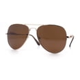 thumbnail image 4 of Womens Oversized Jaguar Jewel Hinge Arm Metal Rim Fashion Sunglasses Gold - Solid Brown, 4 of 8