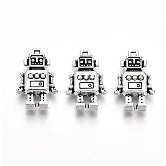 20 Pcs Robot Charms Pendant Tibetan Style Alloy Pendants Jewelry Making Charms Metal Charms Pendant Pendant Ornament for Women DIY Necklace Bracelet Earring Jewelry Craft Making grey