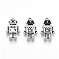 20 Pcs Robot Charms Pendant Tibetan Style Alloy Pendants Jewelry Making Charms Metal Charms Pendant Pendant Ornament for Women DIY Necklace Bracelet Earring Jewelry Craft Making grey