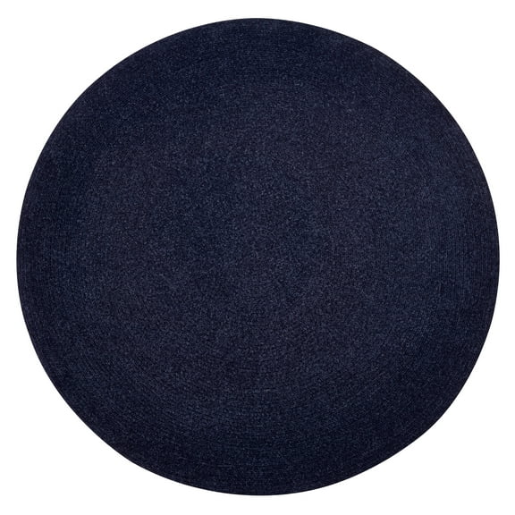 Better Trends Chenille Solid Polyester 96" Round Braided Rug for All Ages - Navy