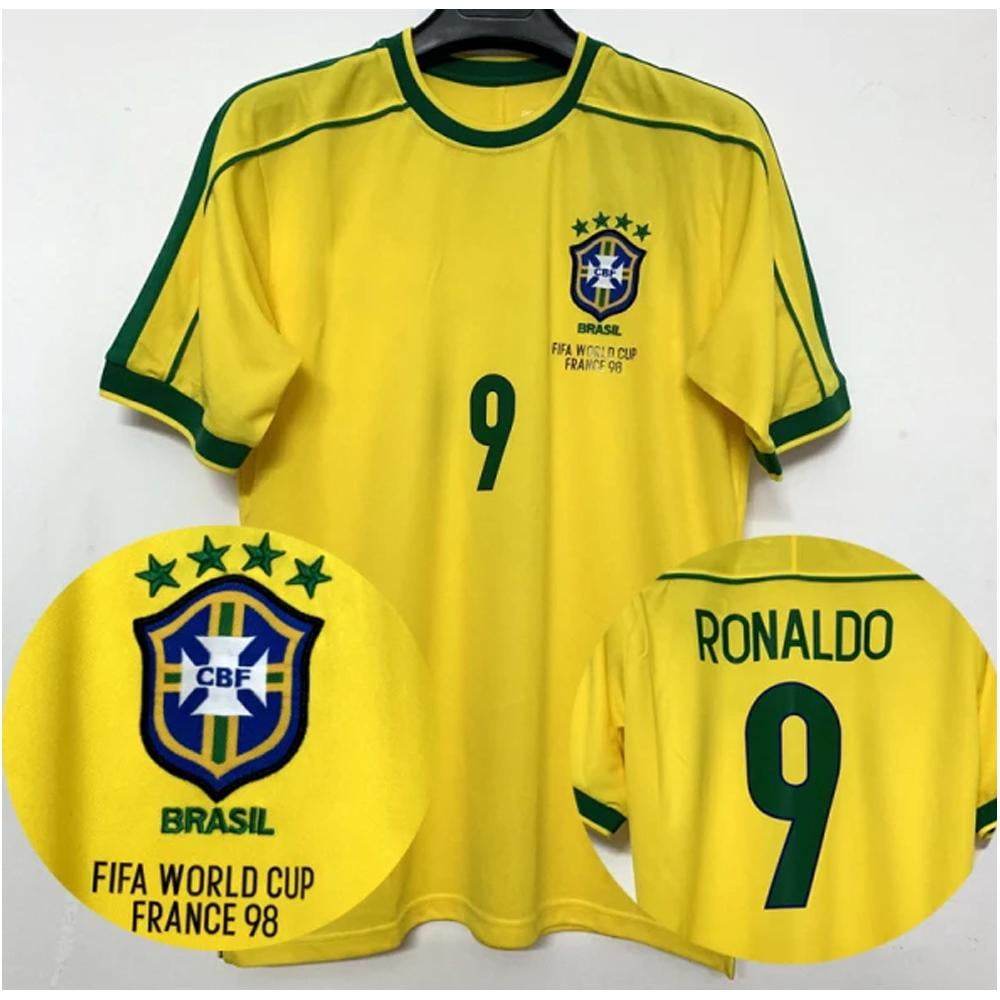 1998 年ワールドカップ ブラジルホーム ロナルド レトロ長袖 1998 World Cup Brazil Home Retro Short Sleeve Jersey 1998 Ronaldo