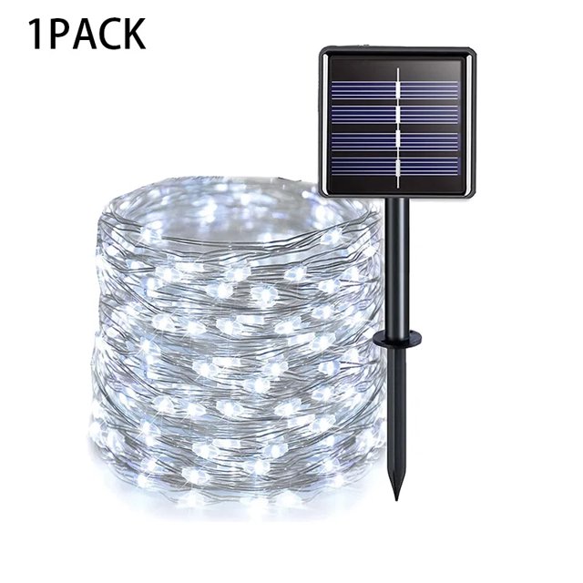 Luz LED Solar de 102M/52M/32m/22m/11m/7m, adorno para exteriores, guirnalda impermeable, guirnalda de luces de calle para decoración del banquete de boda